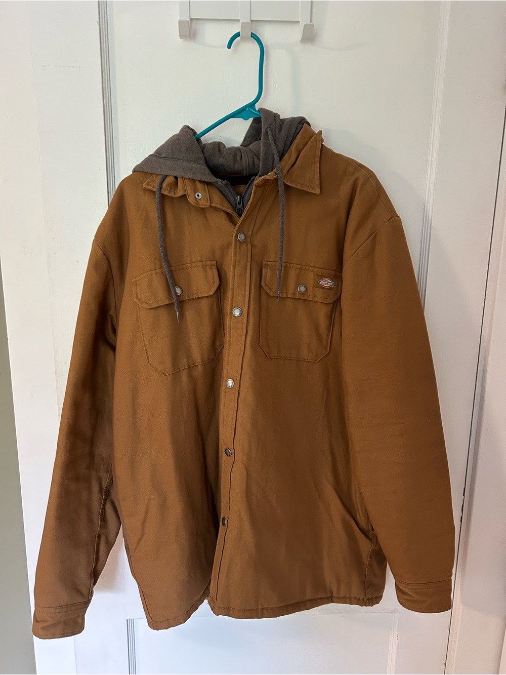 Dickies Brown Hooded Work Jacket with Gray Lined Hood
